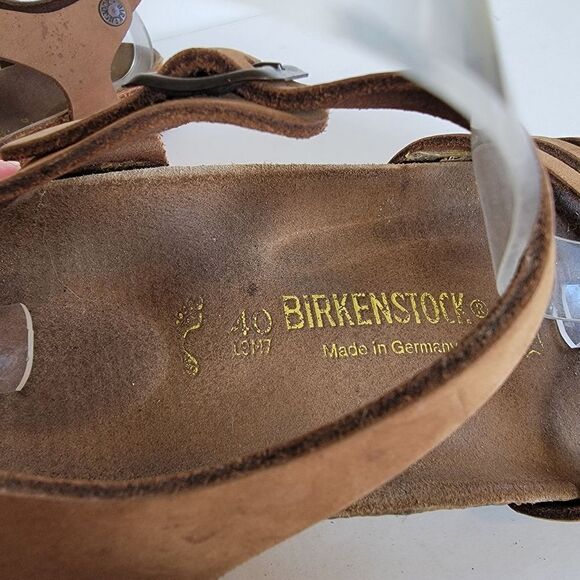 Birkenstock Bali EU 40 Medium/Narrow Tan Brown Ankle Buckle Two Strap Sandals - Picture 12 of 16